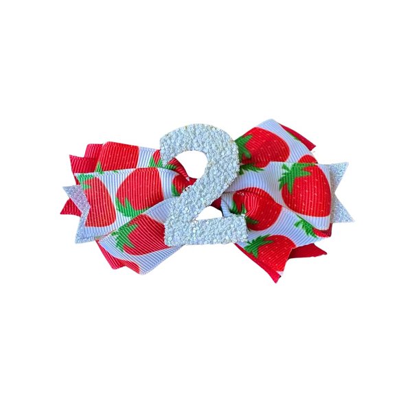 Girls 2nd Birthday Strawberry Two Sweet Hair Bow - by Inspired Bows