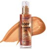 AbluFirst Shimmer Body Oil 100ml Face Glitter Summer Body Moisturizing Light Shimmering Glow Non-Sticky Party Body Luminizer and Illuminator Smooth (3.38 Fl Oz Pack of 1, Bronze Gold)