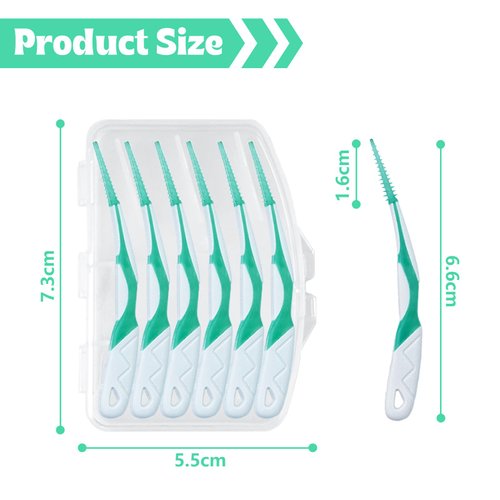 WQINX Dental Floss Picks Portable Soft Silicone Interdental Brush,Floss Picks for Teeth, Disposable interdental Brush, Adaptive Interdental Brush for Cleaning Teeth Healthy (Green, 72pcs)