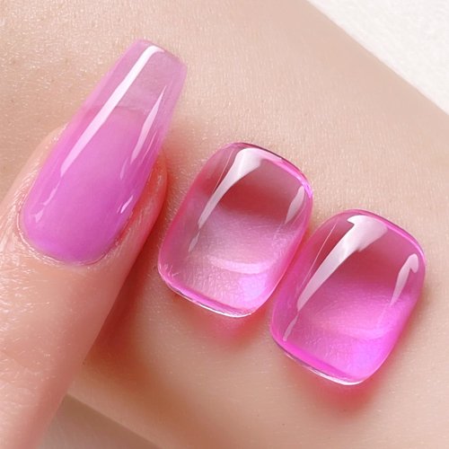 Born Pretty Hema-Free X-Jelly Gel Ice Jelly Hot Pink Gel Nail Polish Sheer Transparent Neon Pink Natural Translucent Soak Off Gel Polish U V Light Cure for Nail Art DIY 15ML,30% Ice Jelly