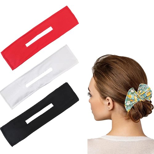 DINPREY 3Pcs French Twist Deft Hair Bun for Women, Magic Donut Hair Bun Maker Hairstyle Tool Cloth Hair Bands Reusable Bun for Hair (Solid E)