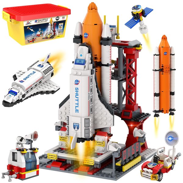 WishLife City Space Exploration Shuttle Toy - Building Blocks Sets for 6 7 8 9 10 11 12 Year Old Boys Girls, Mars Rover, Launcher, Satellite, Aerospace Spaceship Toys Gifts for Kids Age 6-12 (660 PCS)
