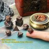 Haxtec Mini Dice Set with Keychain Dice Case 10mm Mini Metal DND Dice Antique Copper Metal Dice Set D&D Portable 7PCS Dice Set DND Gift Stocking Stuffers