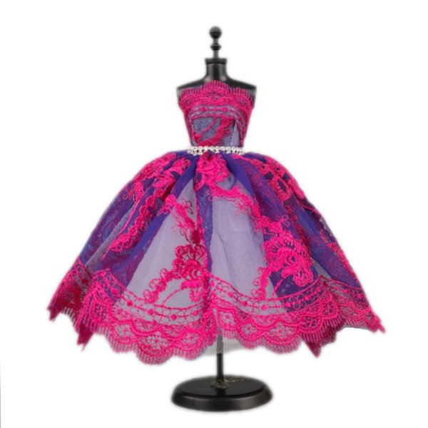 Fashion Ballet Tutu Dress for 11.5" Doll Clothes Outfits 1/6 Doll Accessories Rhinestone 3-Layer Skirt Ball Party Gown (Magenta)