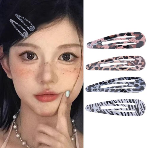 Leopard Print Hair Clips Barrettes for Fine Hair Kawaii Accessories Y2K Cute Stuff for Girls Women Mini Snap Hair Clips for Short Thin Hair Decorations for Women Girls Anime Hair Clips