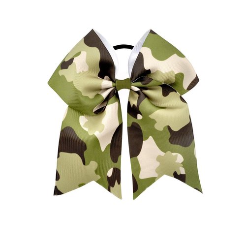 BBTDIN Camouflage Hair Clip, Green Tye Dye Ponytail Holder Bow for Girls's Daily Wear, Military Theme Party, Team Cheer Competitions, High School Practice, Hair Securing, 7.87 Inches