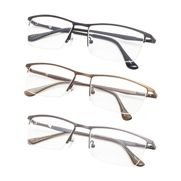 Gr8Sight Half-Rim Reading Glasses 3-Pack with Spring Hinges