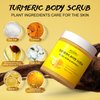 POP MODERN.C Turmeric and Vitamin C Body Scrub Remove Dead Skin Improve Dark Spots Acne Natural Organic Exfoliating Deep Cleansing Exfoliator for Body Butt Bikini Area Body Care with Loofah