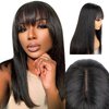 ISEE Straight Human Hair Wigs with Bangs 180% Density (18Inches) Glueless None Lace Front Wigs Human Hair Silky Machine Made Wigs for Black Women