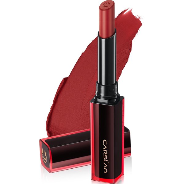 CARSLAN Light Cream Longwear Lipstick, 12H Longlasting Matte Lipstick, High Impact Lip color with Moisturizing Formula with Vitamin E, M01, 0.06 Oz