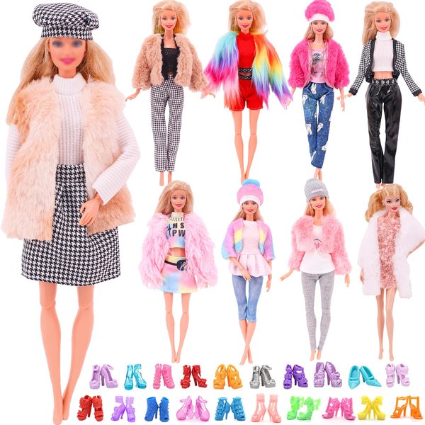 Doll Clothes and Accessories, 11.5 Inch Doll Outfit Doll Winter Coat Clothes Set Include Winter Fashion Jacket Coat Tops Jeans T-Shirt Pants Skirt Dress Hat for Girls Birthday Gifts