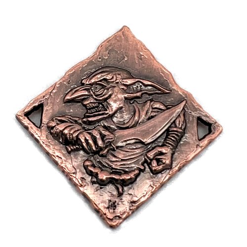 Cryptic Creative Copper Goblin Decision Coin D2 Heads-Tails - Yes-No RPG LARP