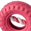 Pet Passion Natural Rubber Tire and Organic Cotton Rope Pull and Chew Dog Toy for All Pet Breeds, Pink, One Size