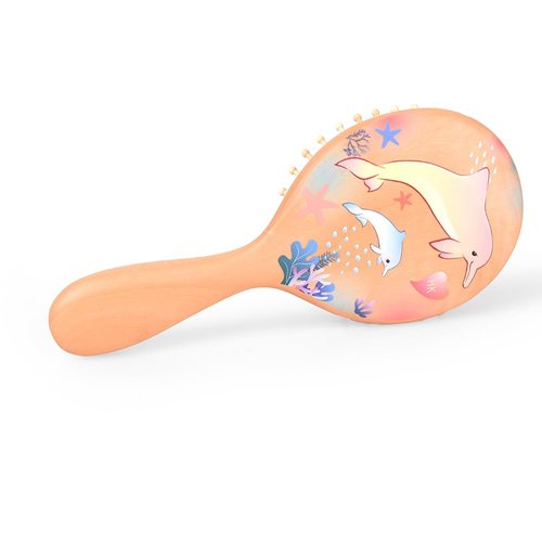 TAN MUJIANG Wooden Hair Brush for Long Hair Dolphin 1 pc