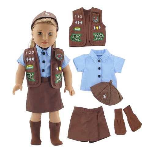Emily Rose 18-inch Doll Clothes Modern 4-Piece Girl Scout Brownie Uniform | Officially Licensed by Girl Scouts of The USA | Gift Boxed!