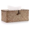 Sumnacon Tissue Box Cover Rectangle Tissue Box Seagrass Tissue Box Holder Woven Tissue Holder Decorative Tissue Cover for Bathroom Tissue Box Cover Rectangular for Home Office Table Coffee