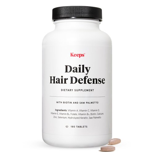 Keeps Daily Hair Supplement, 180 Tablets - Saw Palmetto Promotes Healthy Hair - Biotin, Vitamins A, B6, B12, C, D, Calcium, Selenium & Zinc - Men & Women - 3 Month Supply