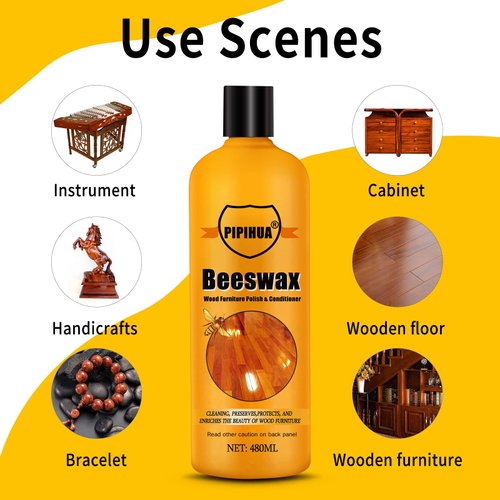 PIPIHUA Beeswax Furniture Wood Polish & Conditioner-Wood Seasoning Beeswax Oil for Wood Cleaner and Polish Furniture Restore A Finish, 16.23 Fl Oz