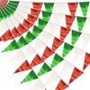20M/65FT White Green Red Triangle Pennant Banner Flag Metallic Fabric Bunting Garland for Christmas Italy Mexican Birthday Baby Shower Wedding Banners,New Years Winter Decor Ouruola