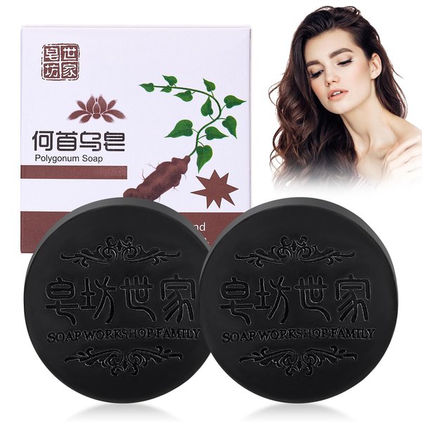 FAIRYTALESPACE Polygonum Shampoo Bar,Shouwu Hair Shampoo Soap,Deep Cleansing Hair & Scalp,Refreshing Oil Control & Nourishing Hair for All Hair Types (2pcs)