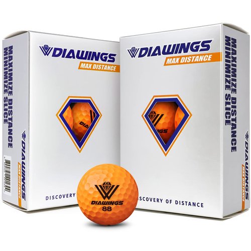 Diawings Max Distance Golf Balls for Maximum Distance, Anti Slice, Low Spin, Straight Shots | Half Dozen X 2, 12 Balls | White, Pink, Orange, Yellow (Orange)