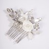 Missgrace Bride Wedding Crystal Pearl Leaf Rhinestones Hair Comb Silver Gold Bridal Hair Pieces Rhinestone Bridal Hair Clip Flower Hair Side Combs Wedding Hair Accessories for Brides Women (Silver)