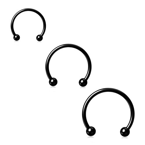 NZDLM Bull Nose Ring Horseshoe Hoop Nose Rings Cartilage Earring Nose Septum Nose Nostril Stainless Steel for Women Girls Men Black