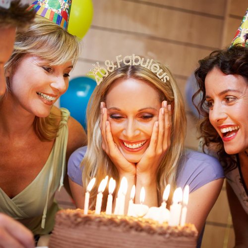 Atoden 40th Birthday Decorations for Women - Gold Tiara Queen Crown, Fabulous Headband, Party Favors, and Happy Birthday Accessories