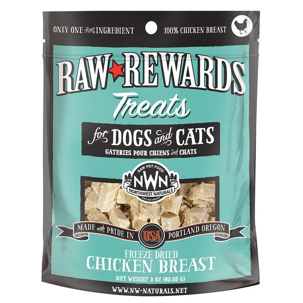 Northwest Naturals Raw Rewards Freeze-Dried Treats for Dogs and Cats – Chicken Breast – Gluten-Free Pet Food – 3 Oz.