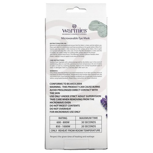 Warmies Marshmallow Gray Microwaveable Lavendar Scented Eye Mask