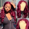 west kiss Burgundy Lace Front Wigs Human Hair 99j Lace Front Wigs Human Hair Red Body Wave 4x4 Front Wigs for Black Women Human Hair Glueless Wigs Human Hair Pre Plucked with Baby Hair 18 inch