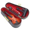 Wooden Miniature Violin with Stand, Bow and Case, Mini Musical Instrument, Dollhouse Model Miniature Home Decoration (3.15")