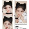YLOIJO 2Pcs Mini Claw Clip in Hair Bun Messy Cat Ears Space Bun Hair Piece Extensions Wig Curly Donut Wig Accessory Chignon Synthetic Hairpieces Updo Hair Accessories for Women Girls