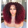 ANNIVIA Short Lace Front Wigs for Black Women Burgundy HD Lace Front Curly Wig Pre Plucked with Babyhair, Dark Roots Burgundy Red Synthetic Bob Kinky Afro Short Curly Frontal Hair Wig 16inch（Burgundy）