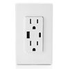Leviton T5633-W Type A & Type-C USB In-Wall Charger with 15A Outlet, USB Charger for Smartphones and Tablets, White