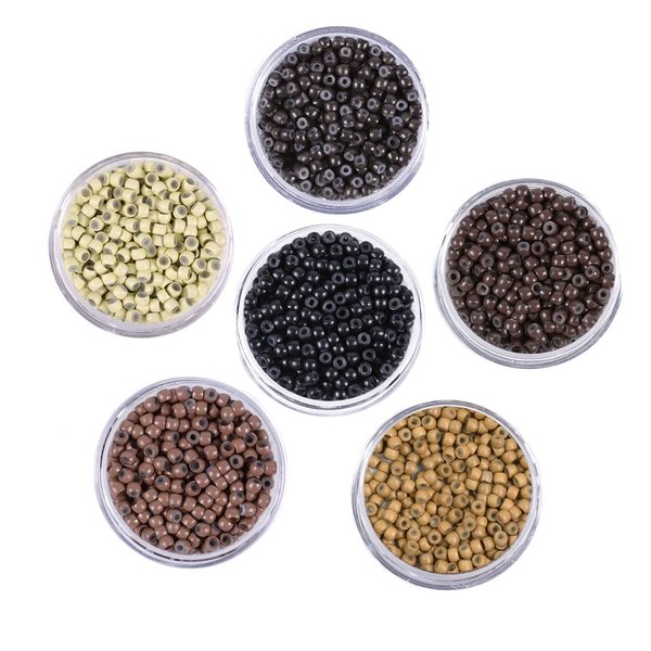 500 PCS Hair Extensions Copper Ring Beads 3.0mm Nano Ring Beads Silicone Lined Micro Links Beads for Hair Extensions (Dark Brown)
