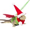 ADOGGYGO Christmas Bearded Dragon Santa Hat Scarf Lizard Leash Harness Set - Lizard Christmas Costume Christmas Scarf and Hat + 3 Pack Bearded Dragon Harness Leash for Reptile Christmas (Christmas)
