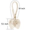 2 Pack Boho Curtain Tiebacks,Hand Knitting Cotton Curtain Holdbacks with Adjustable Natural Wooden Bead,Double Leaves Farmhouse Theme Curtain Tie Backs, for Indoor Outdoor Drapes Decorative,(Beige)