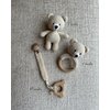 Generic Organic Cotton Handmade Crotchet Bear Rattle, Toy, teether and Pacifier Holder Baby Shower/Birthday Gift Set., Small, Beige