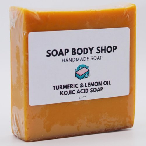 Turmeric & Lemon Oil Kojic Acid Soap, Dark Spot Remover For Face, Kojic Acid Soap For Hyperpigmentation, Even Complexion Soap, Fade Scars, Acne Scar, Turmeric Soap Bar, Handmade, 3.5 Ounces