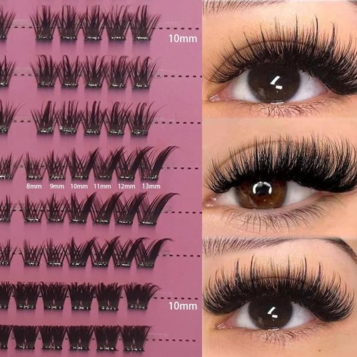 QCYYDS Eyelashes Natural Look Faux Lashes Lightweight Fluffy False Eyelashes 108 Pieces, 9-16mm Mix 30D 40D Curl Individual Lashes Kit Self Use