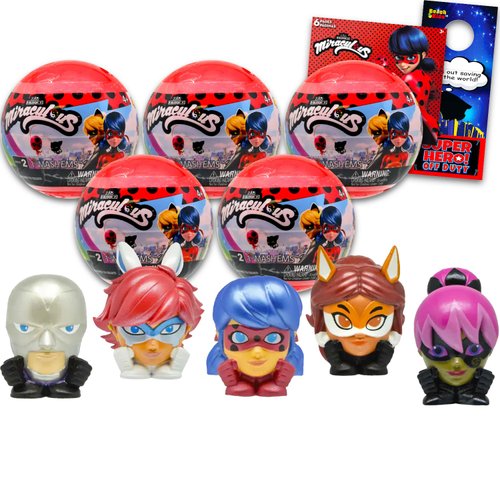 Miraculous Ladybug Blind Ball Party Favors - Bundle with 5 Miraculous Ladybug Mash&#39;Ems Blind Ball...