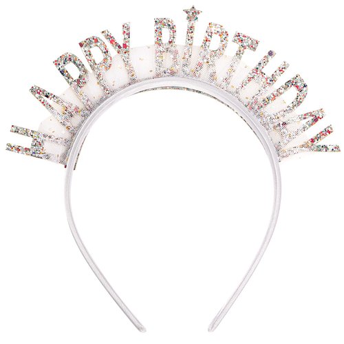 Aprince Silver Birthday Headband Birthday Crown Birthday Tiara Happy Birthday Headband Party Decorations Birthday Crown for Girls