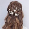 Unicra Star Moon Bride Wedding Hair Pins Crystal Bridal Hair Pieces Rhinestone Goddess Hair Accessories for Women and Girls (Pack of 5) (Silver)