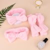 Casoty 4 Pcs Pink Spa Headband, Make Up Essentials for Women, Soft Coral Fleece Face Wash Headband, Skincare Headbands, Makeup Headband for Face Washing Shower Skin Care Yoga