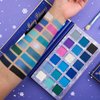 Blue Eyeshadow Palette, Christmas Bright Matte Shimmer Blue Pink Purple Makeup Palette, 18 Colors Highly Pigmented Cool Toned Blue Multichrome Make Up Pallet for Women Christmas Winter Gift, Long Last