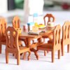 Kisangel 5pcs Dollhouse Table and Chairs Miniature Doll Furniture Ornaments Mini Table Chairs Set for Mini House Accessories