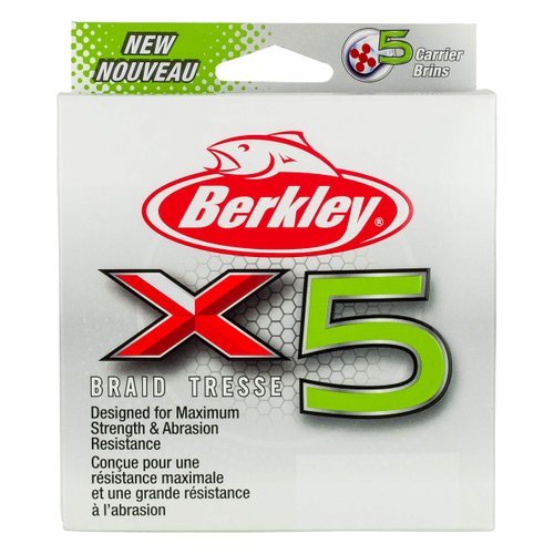Berkley x5 Braid Superline, Crystal, 10-Pound Break Strength, 328yd Fishing Line, Suitable for Freshwater and Saltwater Environments, Low-Vis Green