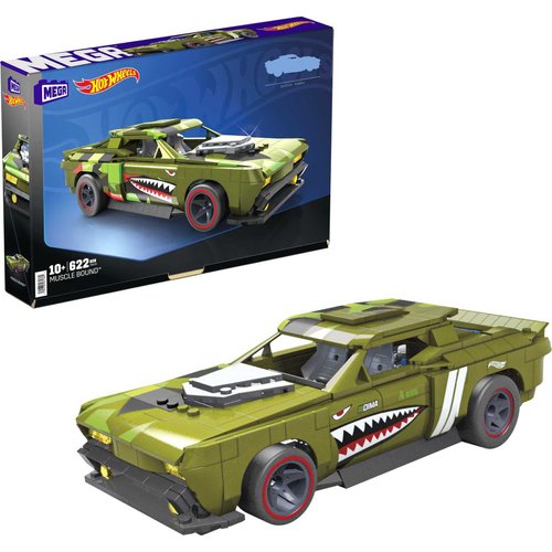 Mega Hot Wheels Muscle Bound Building Set with 622 Pieces, Authentic Details, Features and Easter Eggs, Collector Gift Set for Adult Builders