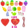 DINESIL 28 Packs Valentine Mochi Squishy Toys Filled Hearts with Valentine Cards, Kawaii Animal Squishies for Kids Valentines Day Gift Exchange, Classroom Prizes, Valentine Party Favors Supplies